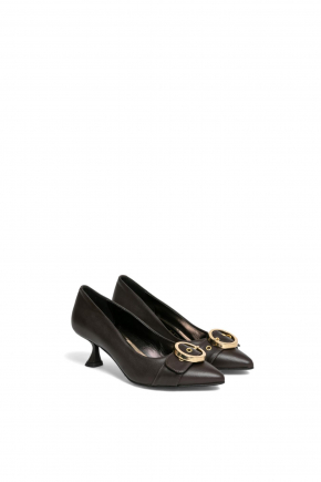 小牛皮密頭高跟鞋