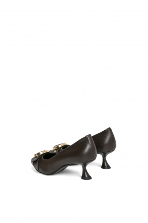 小牛皮密頭高跟鞋