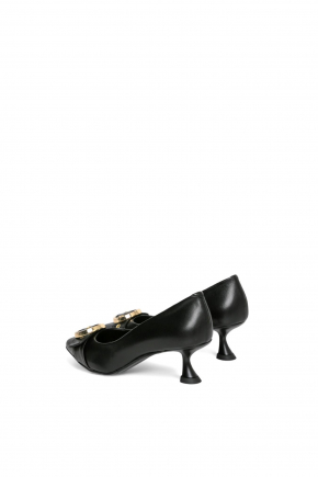 小牛皮密頭高跟鞋