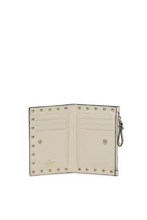 Rockstud Grainy Calfskin Cardholder With Zipper 卡片包/零錢包