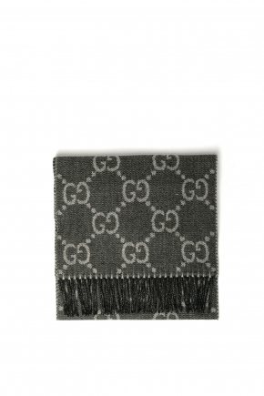 Gg Jacquard Pattern Knit With Tassels 圍巾