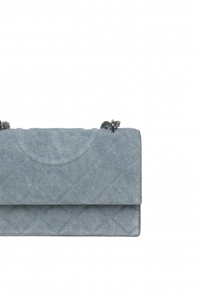 Small Fleming Denim-Print Suede 鏈條袋/斜揹袋